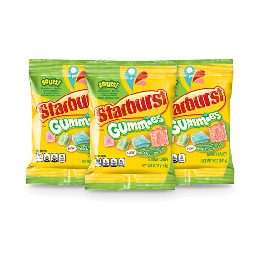 Starburst Gummies Sours 5oz Peg Bag 3-pack