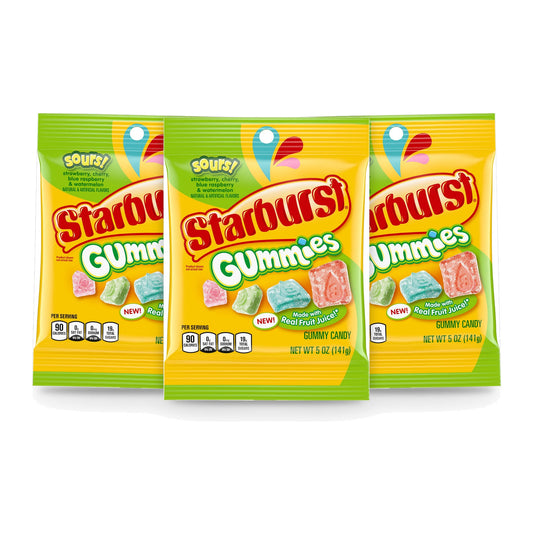 Starburst Gummies Sours 5oz Peg Bag 3-Pack