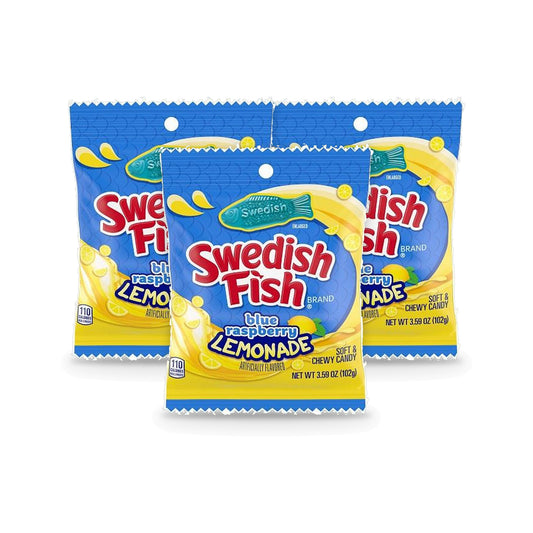Swedish Fish Blue Raspberry Lemonade 3.59oz Peg Bag 3-Pack