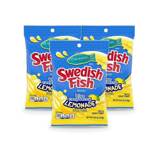 Swedish Fish Blue Raspberry Lemonade 8.04oz Peg Bag 3-Pack