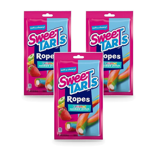 SweeTARTS Rope Twisted Rainbow Peg Bag 5oz 3-Pack