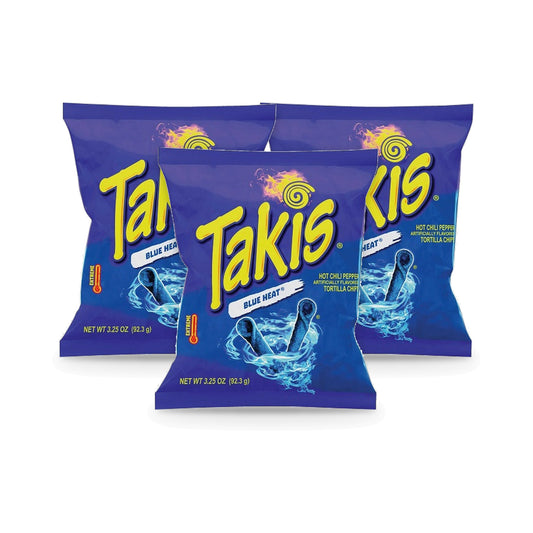 Takis Blue Heat Rolled Tortilla Chips 3.25oz Bags 3-Pack