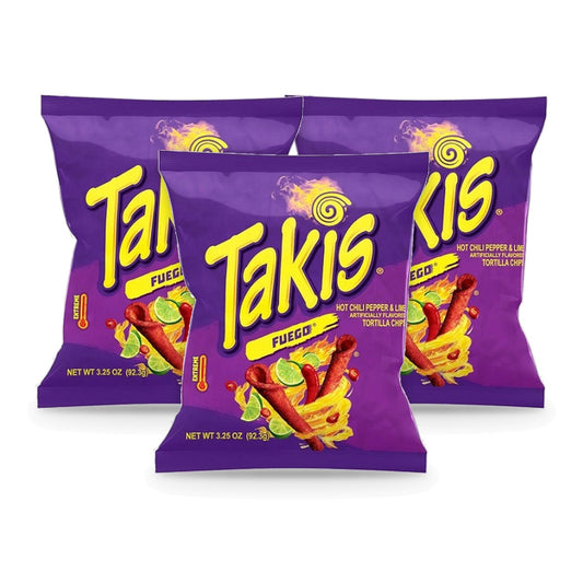 Takis Fuego Rolled Tortilla Chips 3.25oz Bags 3-Pack