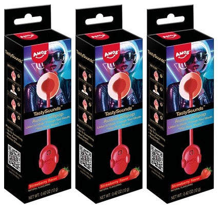 TastySounds Audio Lollipop Amos Strawberry Sugar-Free — 3-Pack
