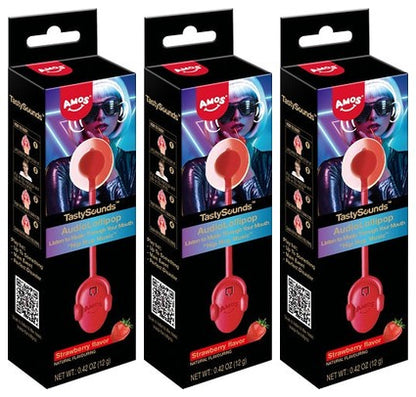 TastySounds Audio Lollipop Amos Strawberry Sugar-Free — 3-Pack