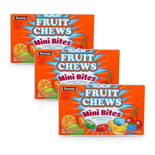 Tootsie Fruit Chews Mini Bites 3.5oz Theater Box 3-Pack