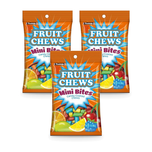 Tootsie Fruit Chews Mini Peg Bag 7oz 3-Pack