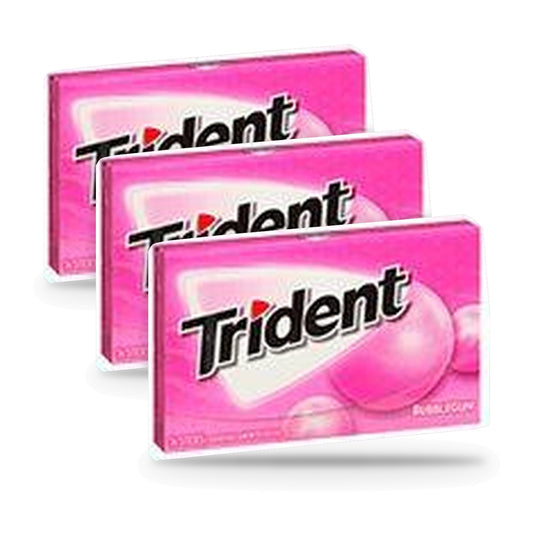 Trident Bubblegum Sugar-Free Gum 14pc Packs 3-Pack