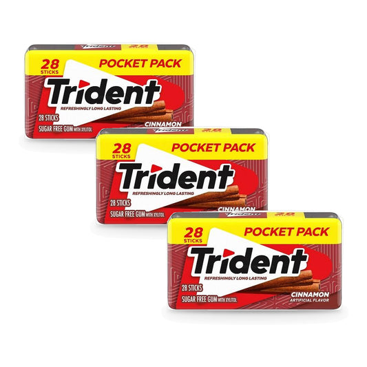 Trident Cinnamon Sugar-Free Gum 28-Stick Packs 3-Pack