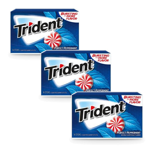 Trident Perfect Peppermint Sugar-Free Gum 14pc Packs 3-Pack