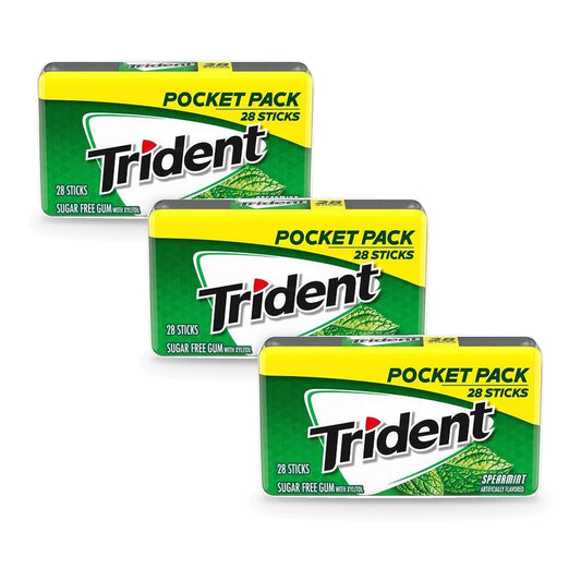 Trident Spearmint Sugar-Free Gum 28-Stick Packs 3-Pack