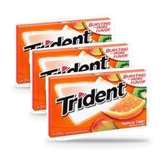 Trident Tropical Twist Sugar-Free Gum 14pc Packs 3-Pack