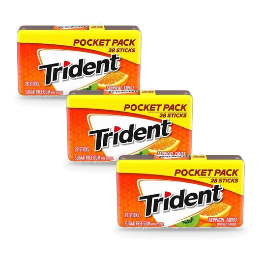 Trident Tropical Twist Sugar-Free Gum 28-Stick Packs 3-Pack