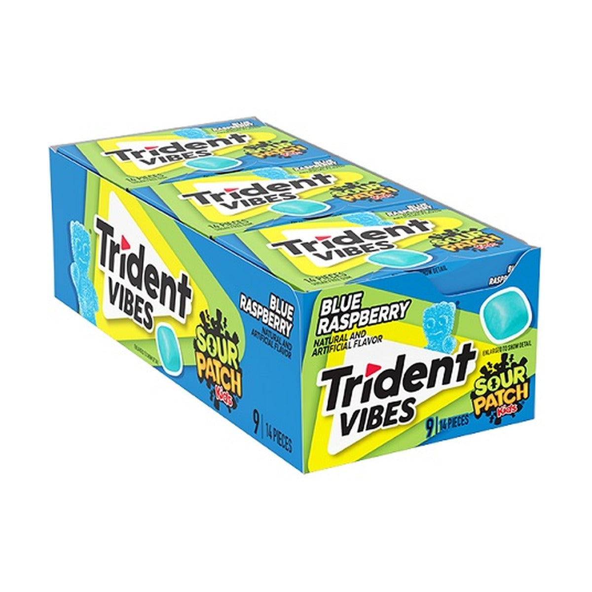 Trident Vibes Sour Patch Kids Blue Raspberry Sugar-Free Gum 14pc Packs