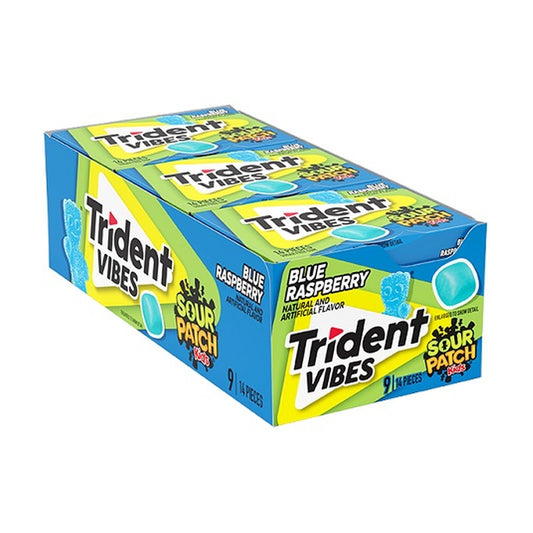 Trident Vibes Sour Patch Kids Blue Raspberry Sugar-Free Gum 14pc Packs