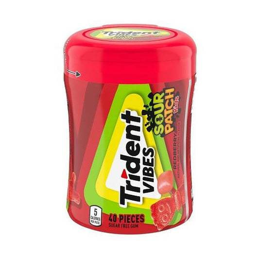 Trident Vibes Sour Patch Kids Redberry Sugar-Free Gum 40pc Bottles