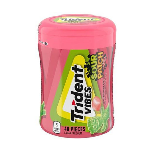 Trident Vibes Sour Patch Kids Watermelon Sugar-Free Gum 40pc Bottles