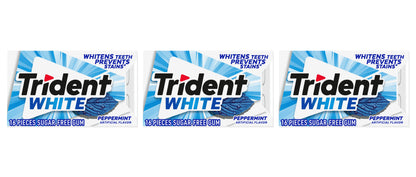 Trident White Peppermint — 3 single packs clearly separated