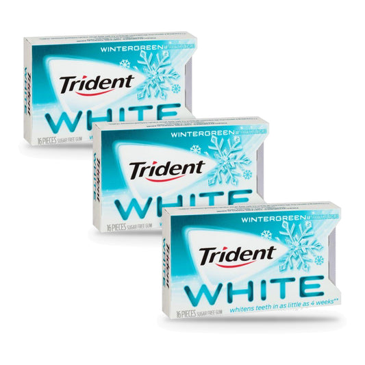 Trident White Wintergreen Sugar-Free Gum 16pc Packs 3-Pack