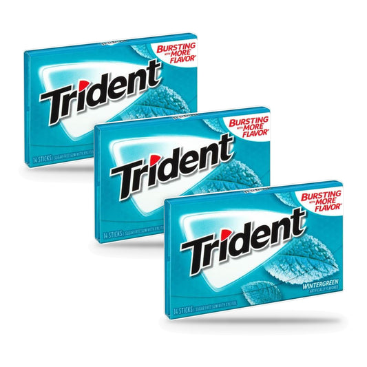 Trident Wintergreen Sugar-Free Gum 14pc Packs 3-Pack