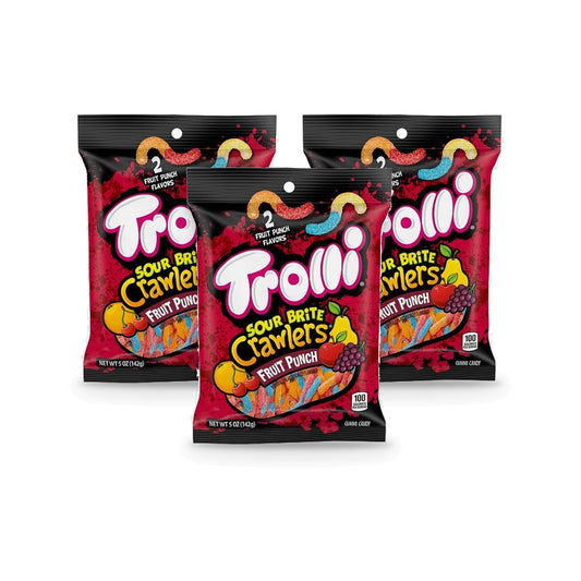 Trolli Sour Brite Crawlers Fruit Punch 5oz Bags 3-Pack