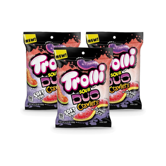 Trolli Sour Brite Duo Crawlers 4.25oz Peg Bags 3-Pack