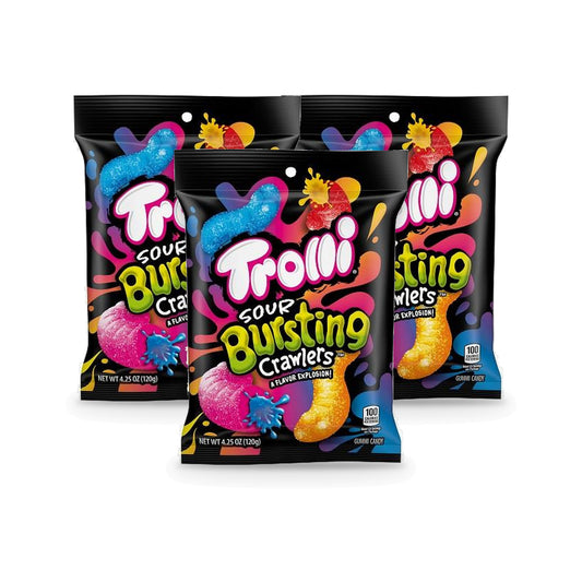 Trolli Sour Bursting Crawlers 4.25oz Peg Bag 3-Pack