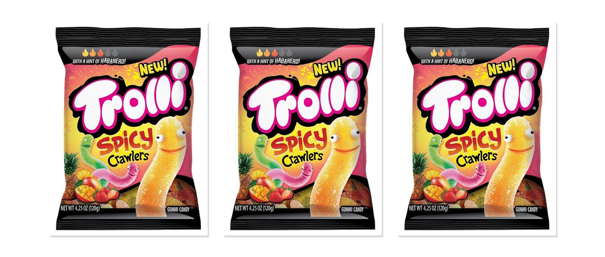 Trolli Spicy Crawlers 4.25oz Limited Edition Peg Bag 3-Pack