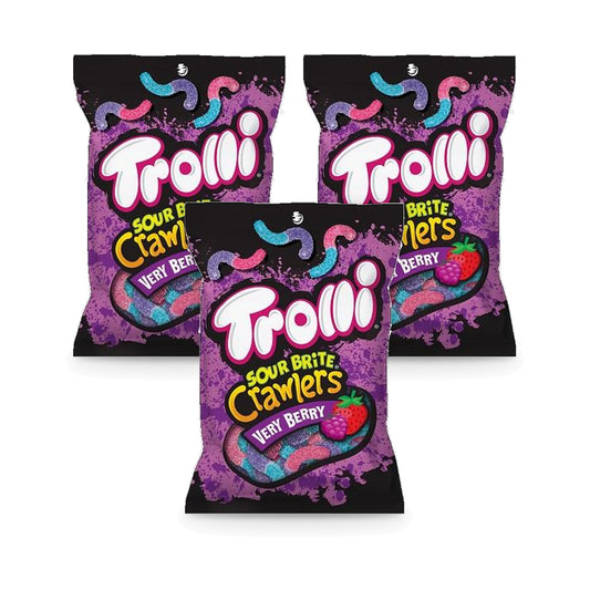 Trolli Very Berry Sour Brite Crawlers 5oz Peg Bag 3-Pack
