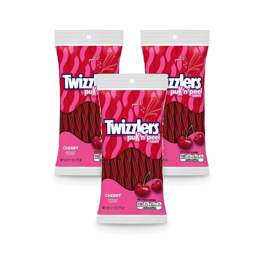 Twizzlers Cherry Pull 'n' Peel Peg Bag 6.1oz 3-Pack