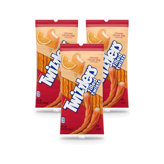 Twizzlers Filled Orange Cream Pop Peg Bag 4.25oz 3-Pack