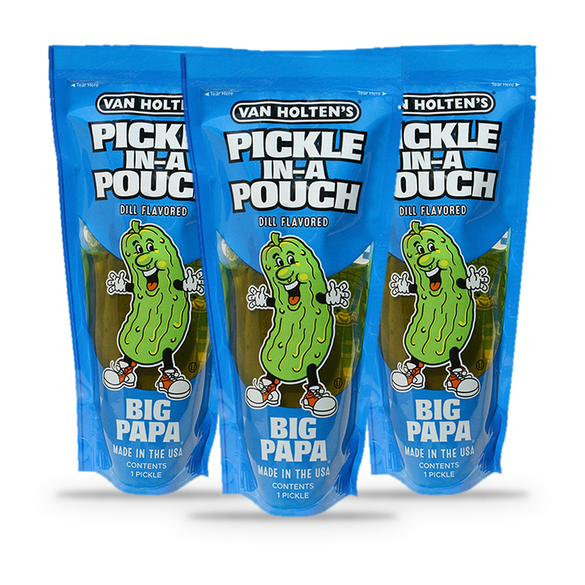 Van Holten's Big Papa Hearty Dill Pickle-In-A-Pouch 3-Pack, three pouches