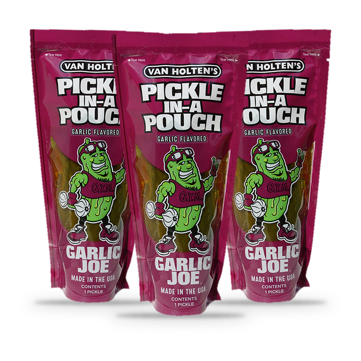 Van Holten's Garlic Joe Zesty Garlic Pickle-In-A-Pouch 3-Pack, three pouches