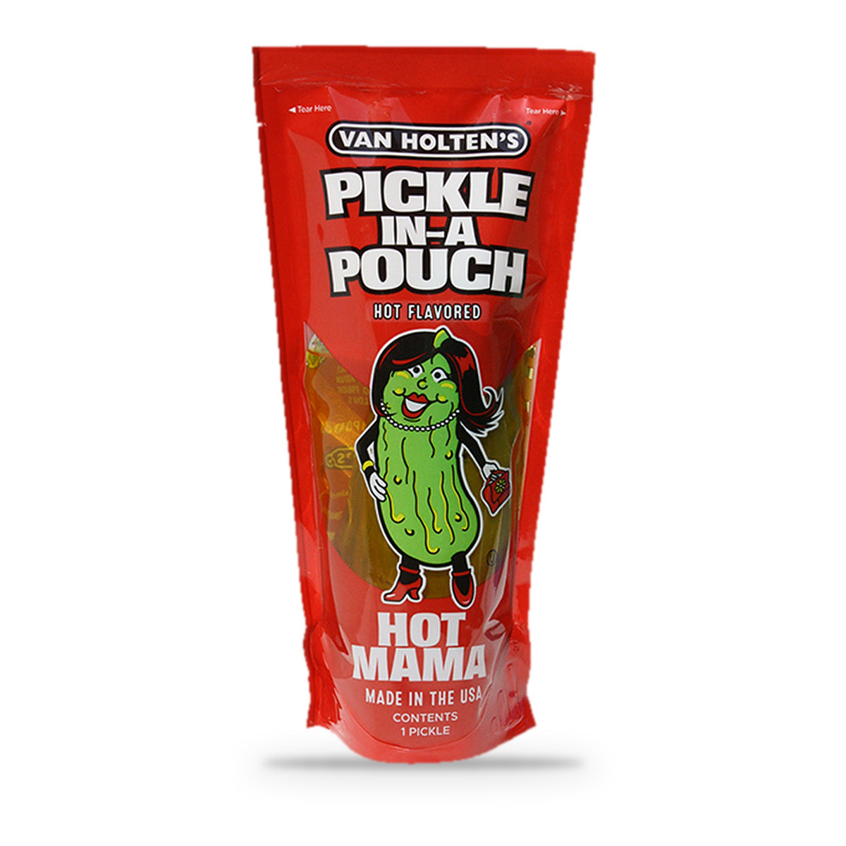 Van Holten's Hot Mama Hot & Spicy Pickle-In-A-Pouch, front of pouch