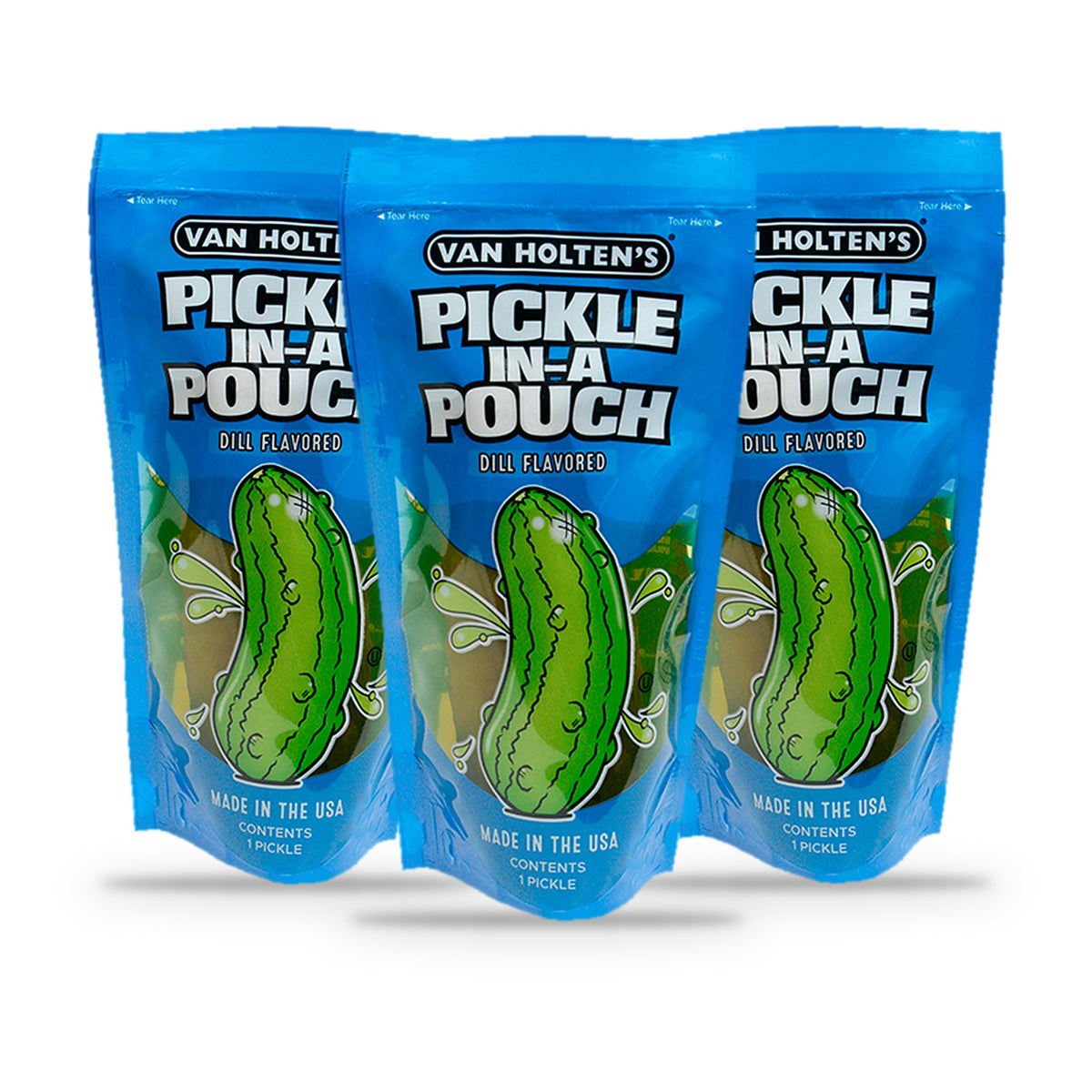Van Holten's Jumbo Dill Pickle-In-A-Pouch 3-Pack, three pouches