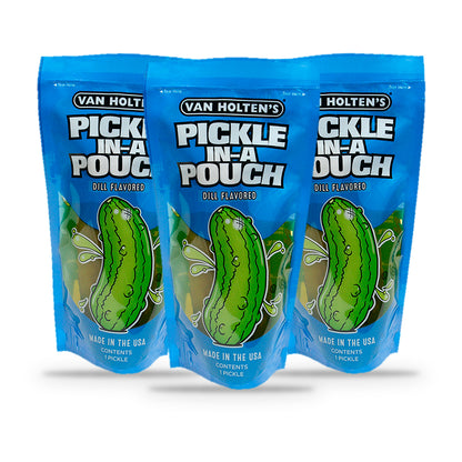 Van Holten's Jumbo Dill Pickle-In-A-Pouch 3-Pack, three pouches