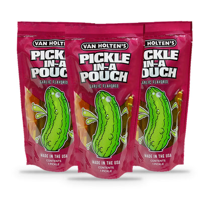 Van Holten's Jumbo Garlic Pickle-In-A-Pouch 3-Pack, three pouches