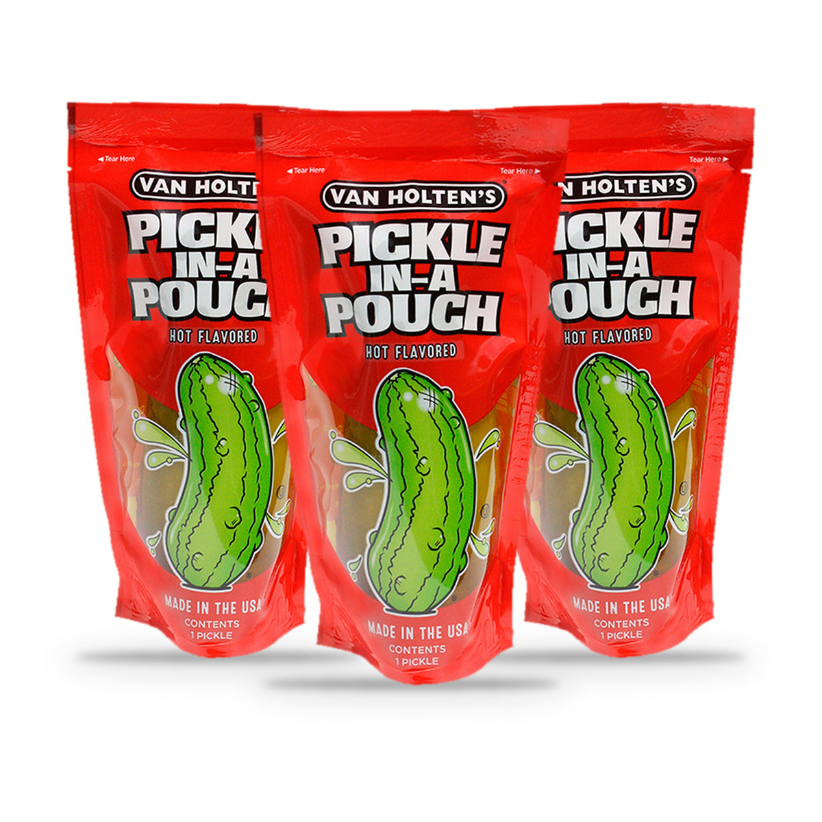 Van Holten's Jumbo Hot Pickle-In-A-Pouch 3-Pack, three pouches