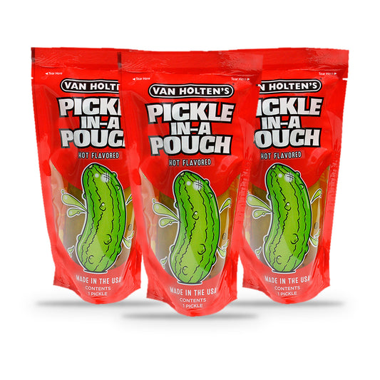 Van Holten's Jumbo Hot Pickle-In-A-Pouch 3-Pack, three pouches