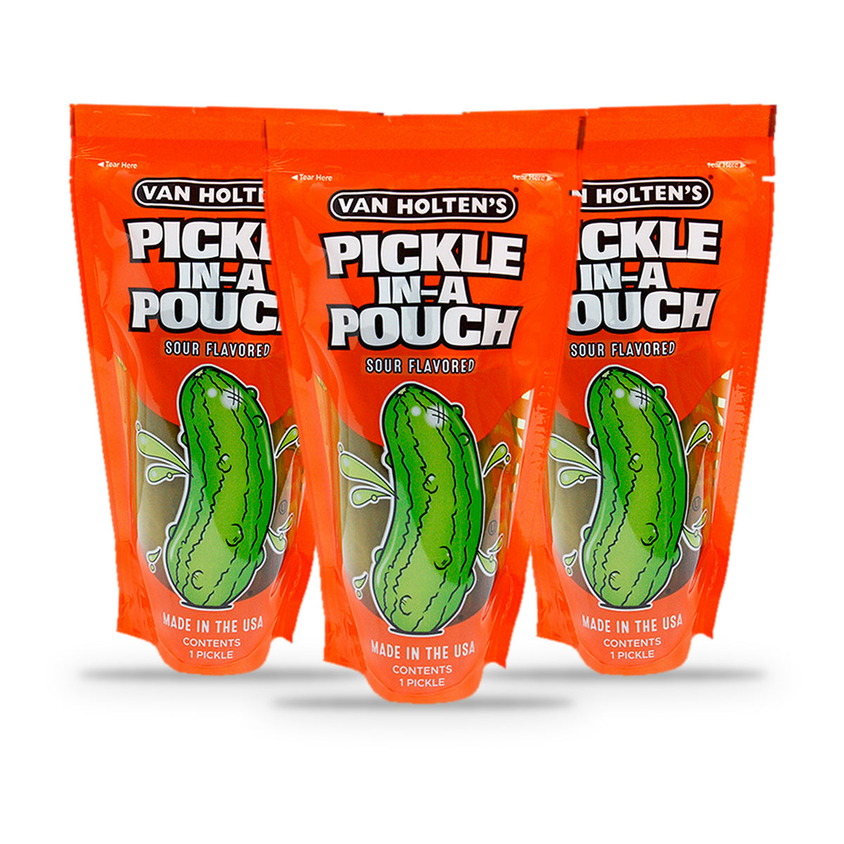 Van Holten's Jumbo Sour Pickle-In-A-Pouch 3-Pack, three pouches