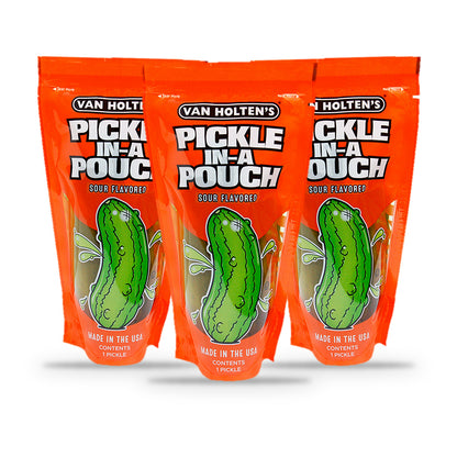 Van Holten's Jumbo Sour Pickle-In-A-Pouch 3-Pack, three pouches
