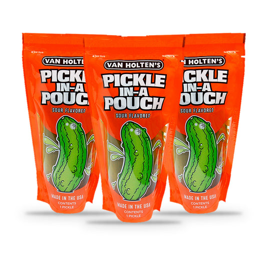 Van Holten's Jumbo Sour Pickle-In-A-Pouch 3-Pack, three pouches