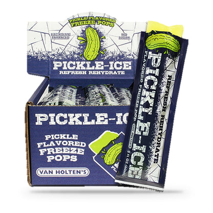Van Holten's Pickle-Ice Pickle Flavored Freeze Pops 2 fl oz, open display box