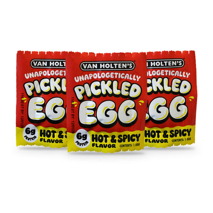 Van Holten's Pickled Egg Hot & Spicy 3-Pack, three egg pouches