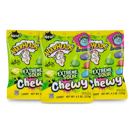 Warheads Extreme Sour Chewy 4.5oz Peg Bag 3-pack