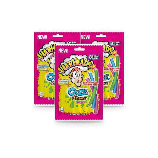Warheads Ooze Chewz Ropes 3oz Peg Bags 3-Pack