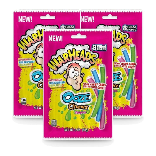 Warheads Ooze Chewz Ropes 3oz Peg Bags 3-Pack