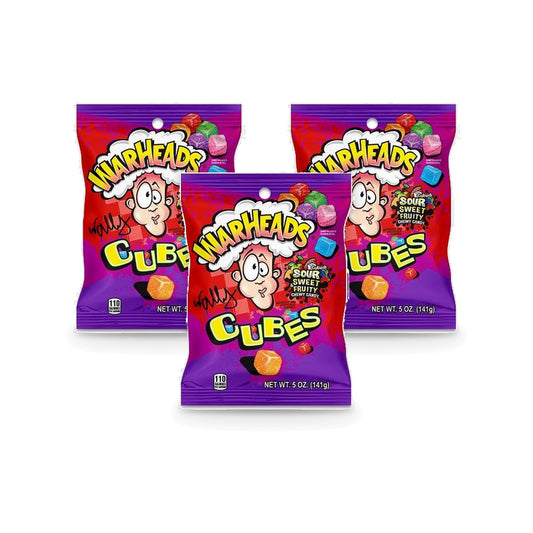 Warheads Sour Chewy Cubes 5oz Peg Bag 3-Pack