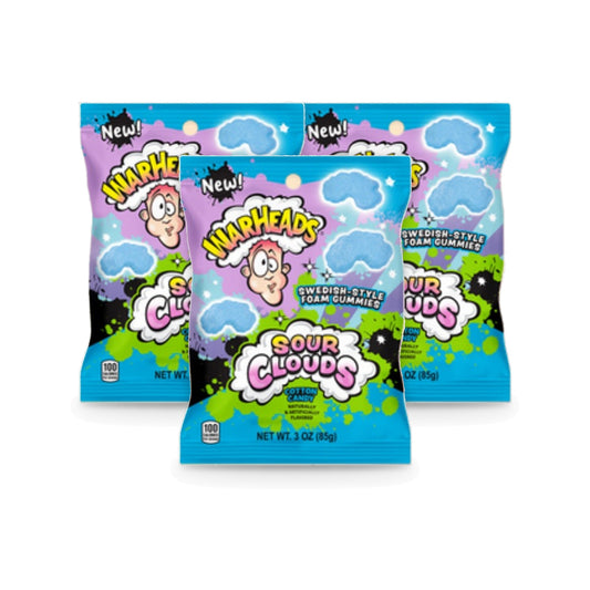 Warheads Sour Clouds Cotton Candy 3oz Peg Bag 3-Pack