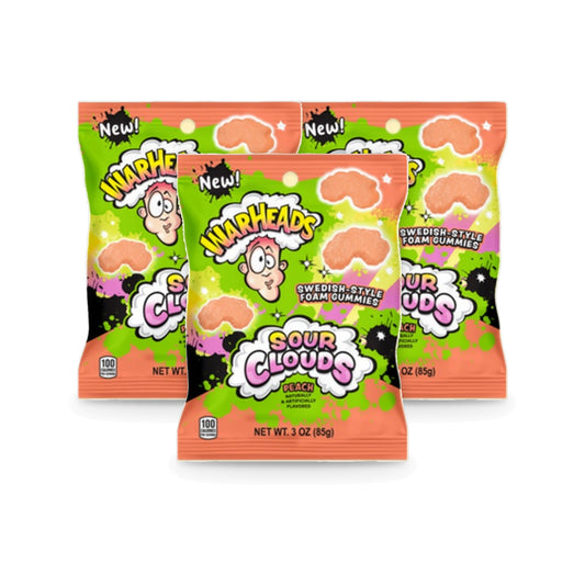 Warheads Sour Clouds Peach 3oz Peg Bag 3-Pack